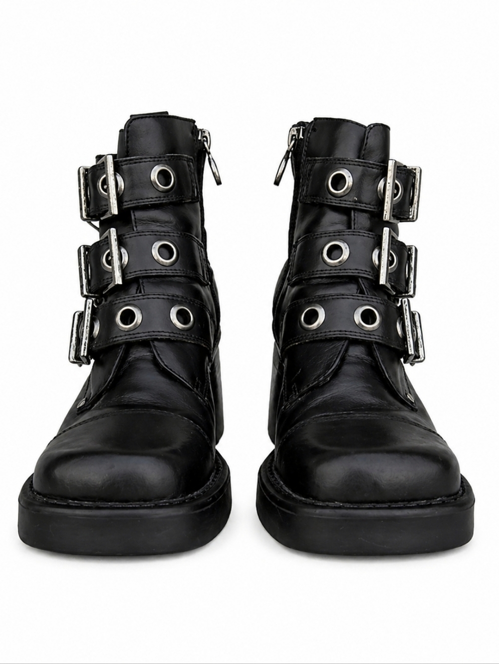 Harley-Davidson Black Leather Moto Combat Boots Sz 5 Biker-Chic Grunge Gothic